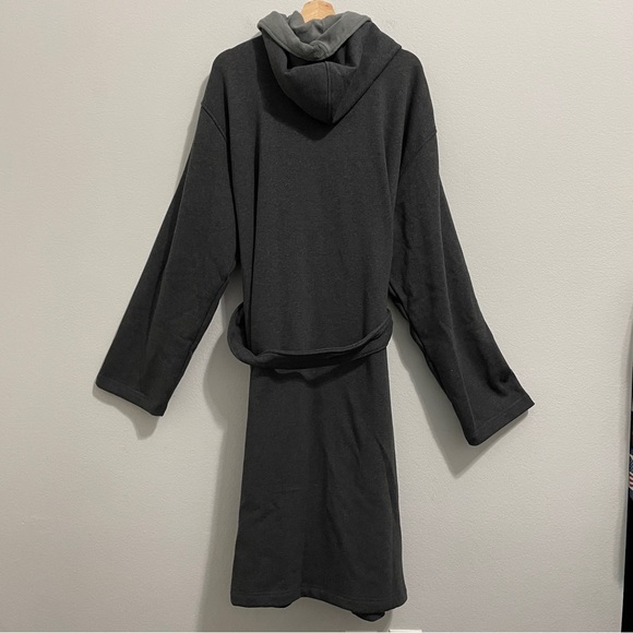 UGG Brunswick Robe Charcoal Gray Plush Hooded Lined Mens Large L XL - Picture 3 of 13